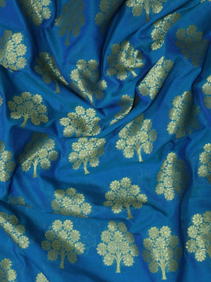 Blue Banarasi Silk Fabric (1 Mtr) - Luxurionworld