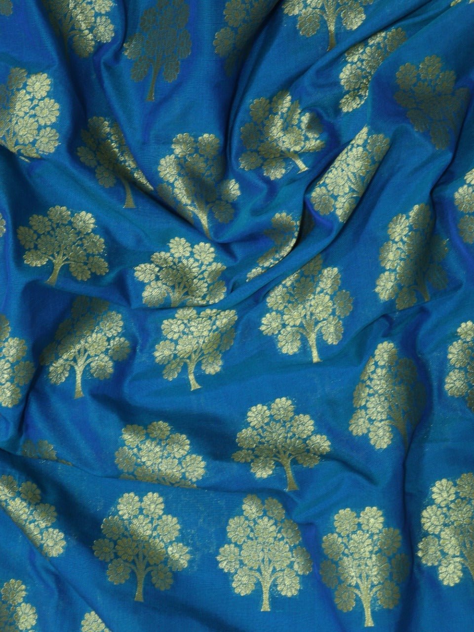 Blue Banarasi Silk Fabric (1 Mtr) - Luxurion World