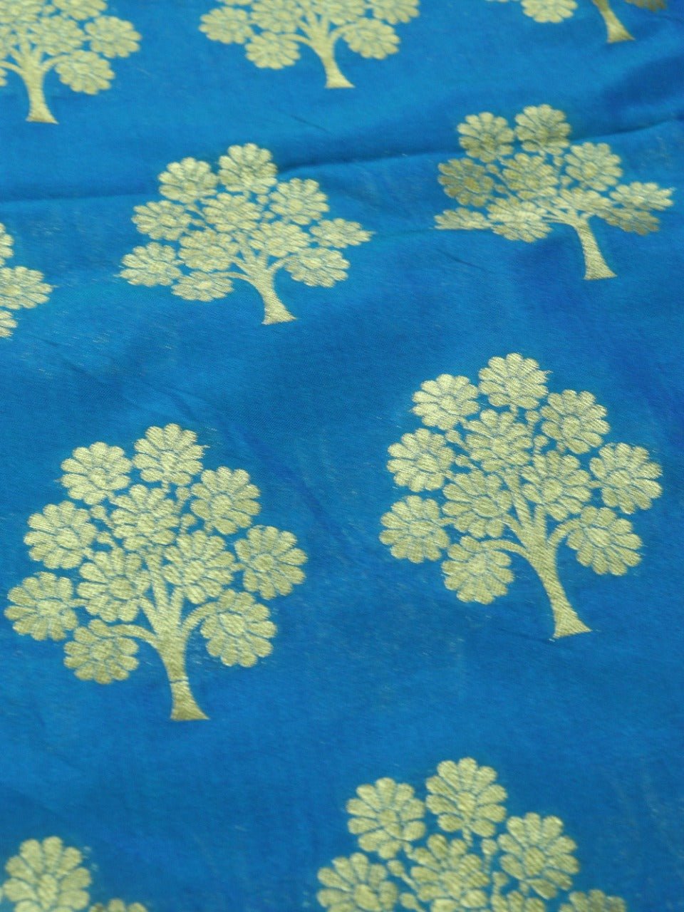 Blue Banarasi Silk Fabric (1 Mtr) - Luxurion World