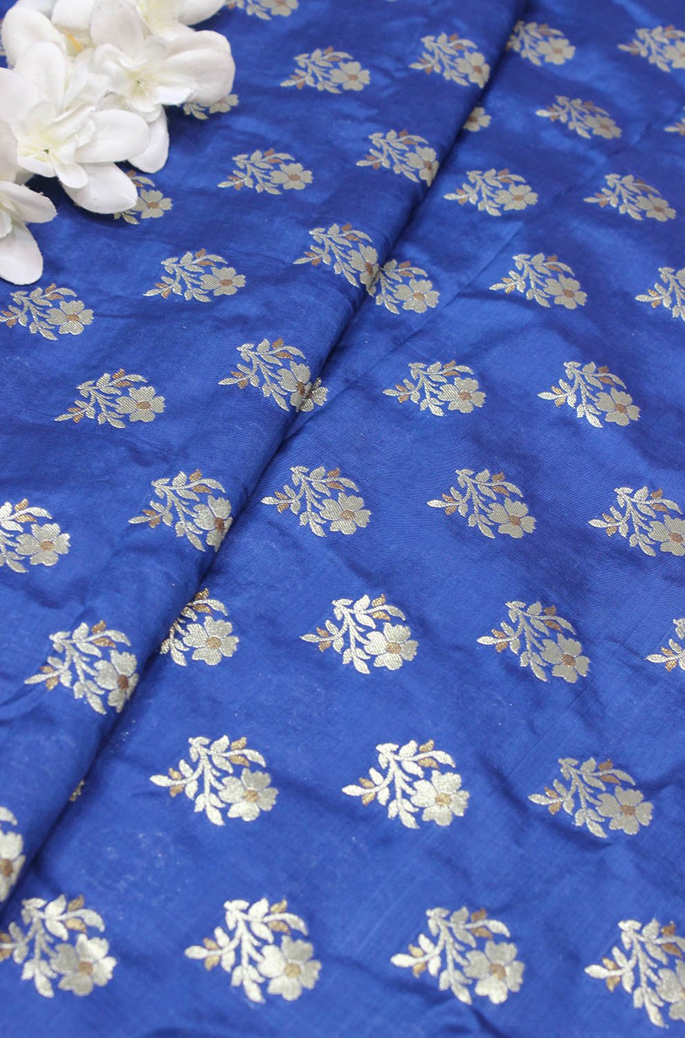 Blue Banarasi Silk Fabric ( 1 Mtr ) - Luxurion World