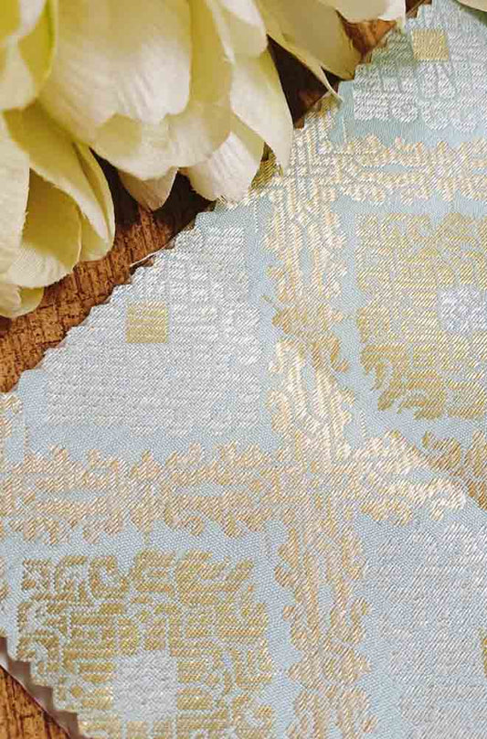 Blue Banarasi Silk Fabric ( 1 Mtr ) - Luxurion World