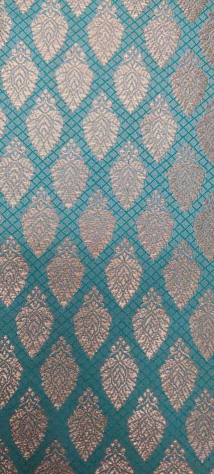 Blue Banarasi Silk Fabric ( 1 Mtr ) - Luxurion World