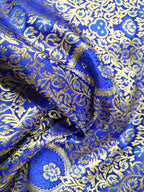Blue Banarasi Silk Fabric ( 1 Mtr ) - Luxurion World