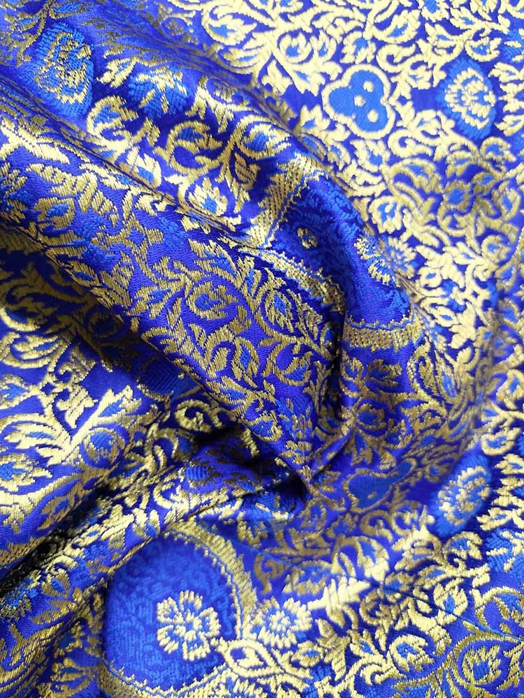 Blue Banarasi Silk Fabric ( 1 Mtr ) - Luxurion World