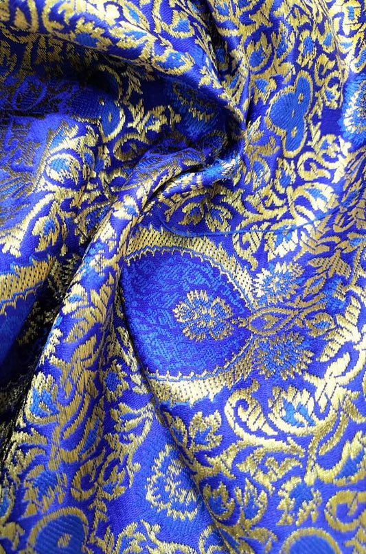 Blue Banarasi Silk Fabric ( 1 Mtr ) - Luxurion World