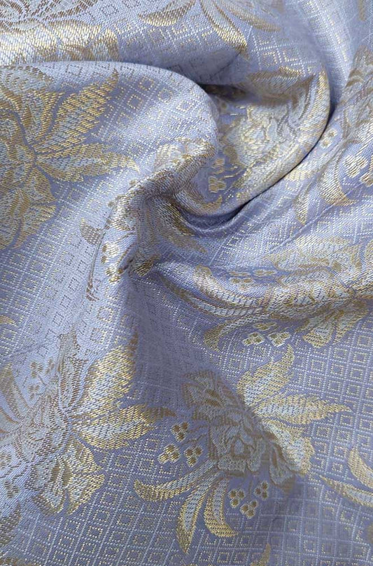 Blue Banarasi Silk Fabric ( 1 Mtr ) - Luxurion World