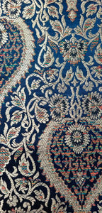 Blue Banarasi Silk Fabric ( 1 Mtr ) - Luxurion World