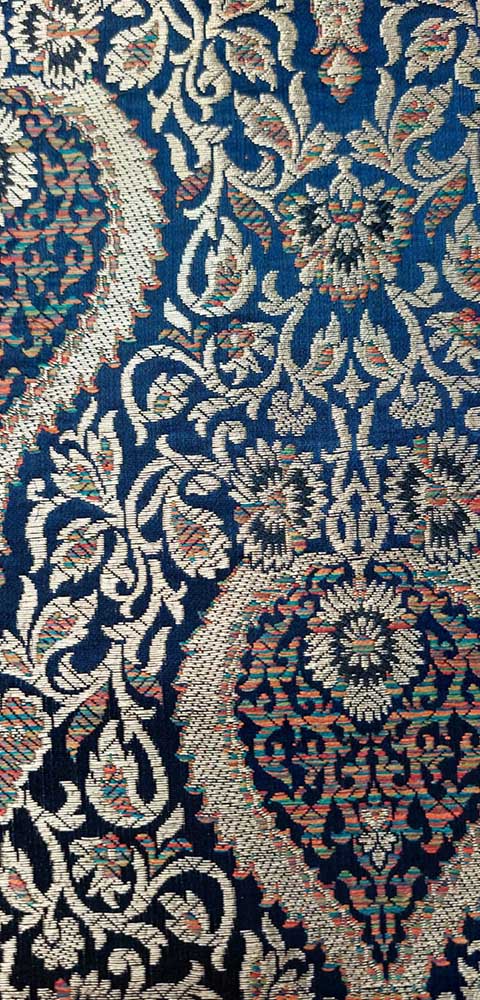 Blue Banarasi Silk Fabric ( 1 Mtr ) - Luxurion World