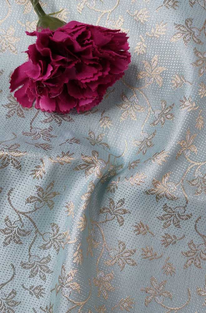 Blue Banarasi Silk Fabric ( 1 Mtr ) - Luxurion World