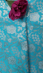 Blue Banarasi Silk Fabric ( 1 Mtr ) - Luxurion World