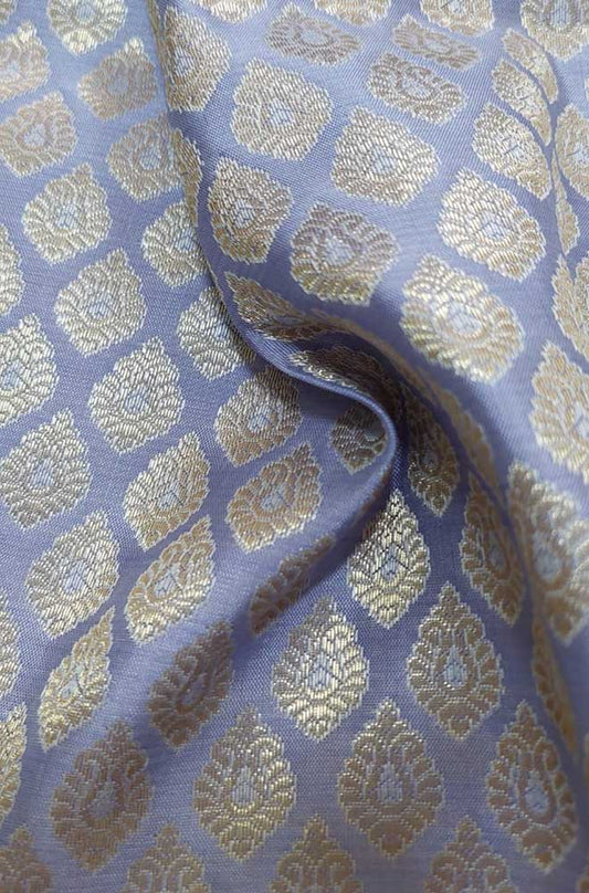 Blue Banarasi Silk Fabric ( 1 Mtr ) - Luxurion World
