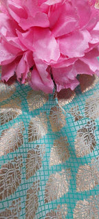 Blue Banarasi Silk Fabric ( 1 Mtr ) - Luxurion World