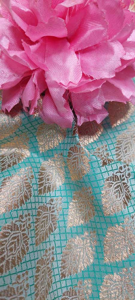 Blue Banarasi Silk Fabric ( 1 Mtr ) - Luxurion World