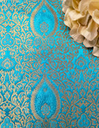 Blue Banarasi Silk Fabric ( 1 Mtr ) - Luxurion World