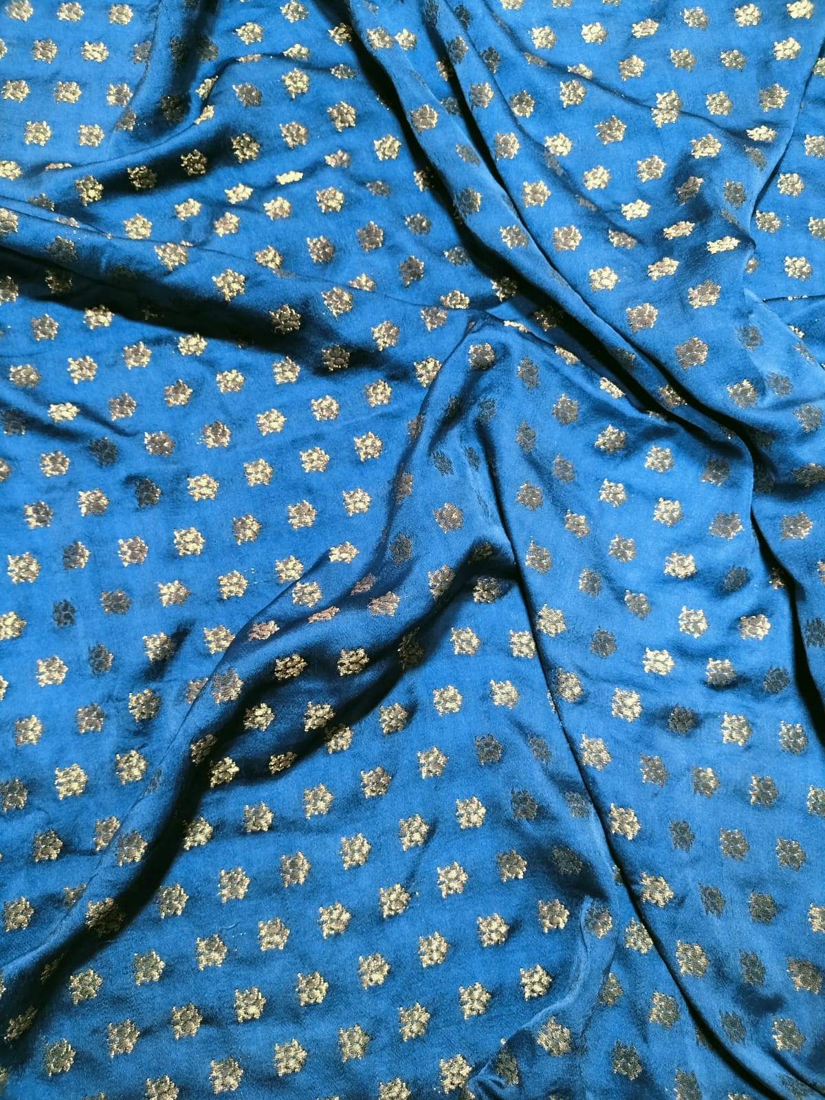 Blue Banarasi Silk  Fabric (1 Mtrs ) - Luxurion World