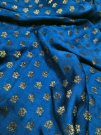 Blue Banarasi Silk  Fabric (1 Mtrs ) - Luxurion World