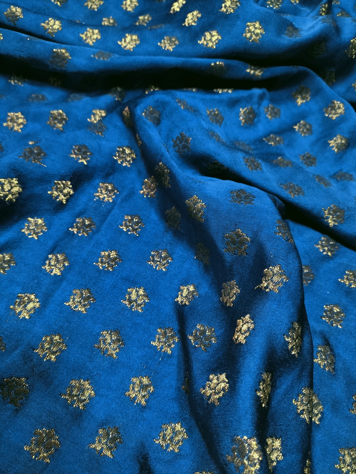 Blue Banarasi Silk  Fabric (1 Mtrs ) - Luxurion World