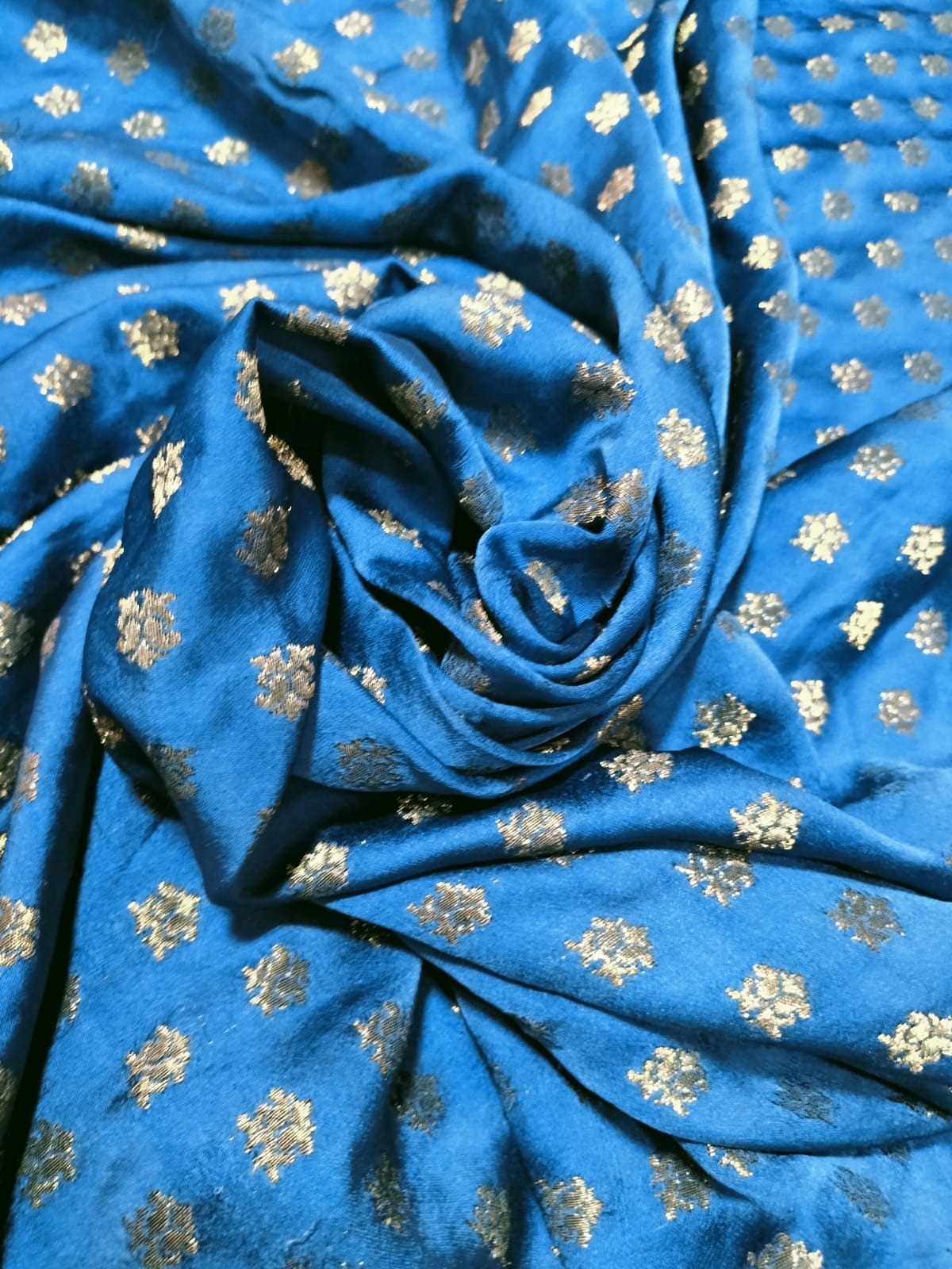 Blue Banarasi Silk  Fabric (1 Mtrs )