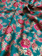 Blue Banarasi Silk Meenakari Fabric ( 1 Mtr ) - Luxurion World
