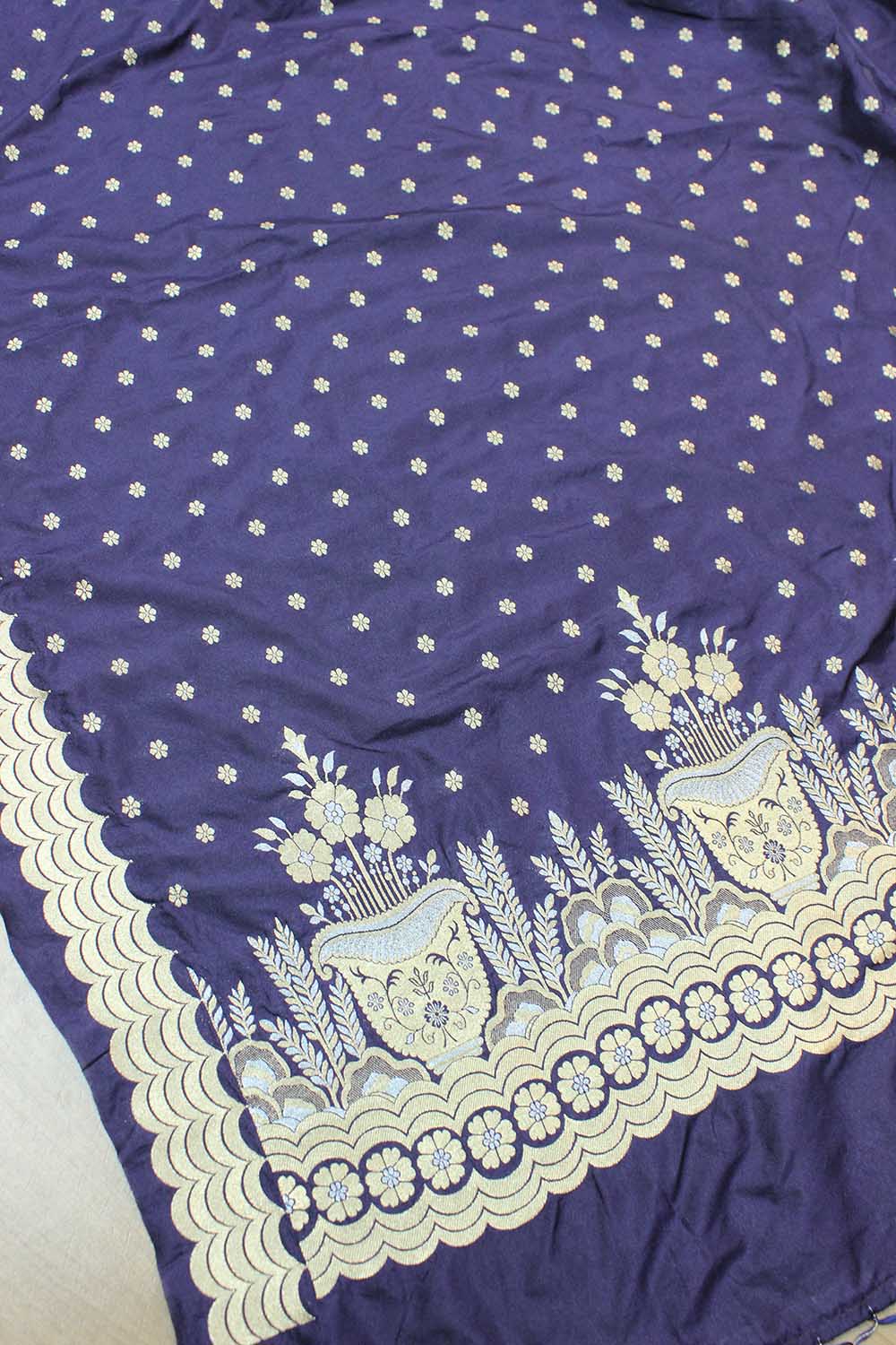 Blue purple Banarasi Silk Sona Roopa Booti Design Dupatta - Luxurion World