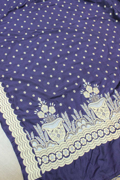 Blue purple Banarasi Silk Sona Roopa Booti Design Dupatta - Luxurion World