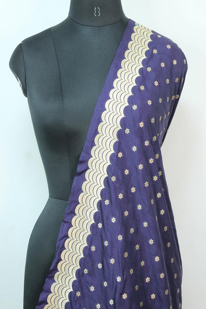 Blue purple Banarasi Silk Sona Roopa Booti Design Dupatta - Luxurion World
