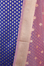 Blue Banarasi Silk Suit With Pink Banarasi Organza Dupatta - Luxurion World