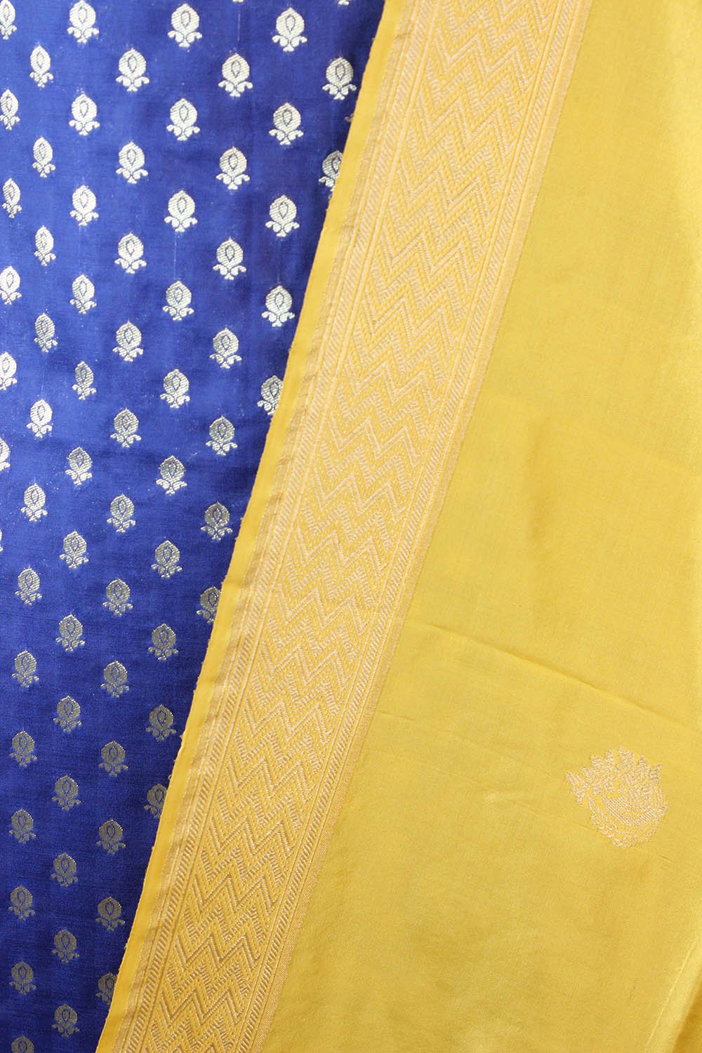 Blue Banarasi Silk Suit With Yellow Handloom Banarasi Pure Katan Silk Dupatta - Luxurion World