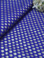 Blue Banarasi Silk Zari Booti Design Fabric ( 1 Mtr ) - Luxurion World