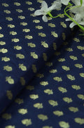Blue Banarasi Silk Zari Booti Design Fabric ( 1 Mtr ) - Luxurion World