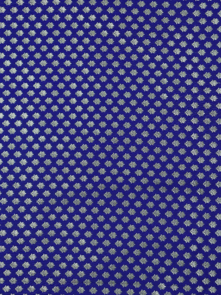 Blue Banarasi Silk Zari Booti Design Fabric ( 1 Mtr )