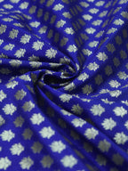 Blue Banarasi Silk Zari Booti Design Fabric ( 1 Mtr ) - Luxurion World