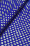 Blue Banarasi Silk Zari Booti Design Fabric ( 1 Mtr ) - Luxurion World