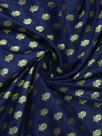 Blue Banarasi Silk Zari Booti Design Fabric ( 1 Mtr ) - Luxurion World