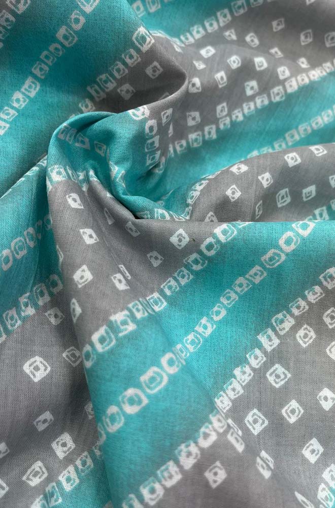 Blue Bandhani Block Printed Cotton Fabric ( 1 Mtr )
