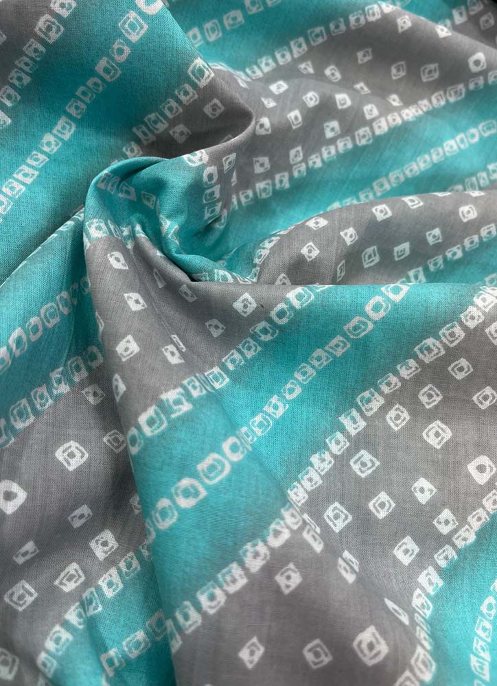 Blue Bandhani Block Printed Cotton Fabric ( 1 Mtr )