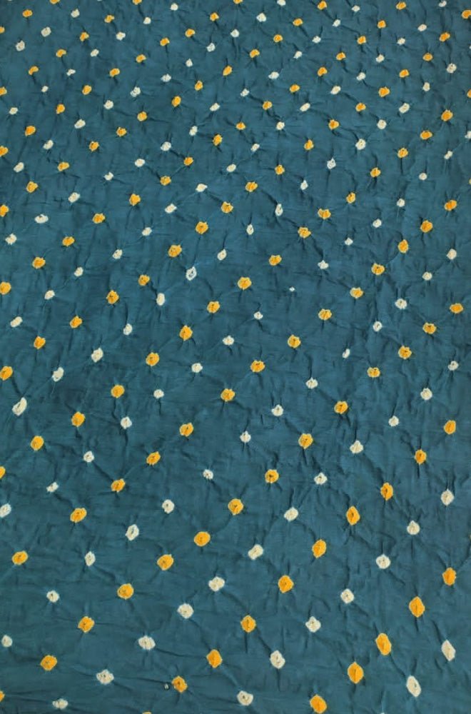 Blue Bandhani Cotton Silk Fabric (  1 Mtr ) - Luxurion World
