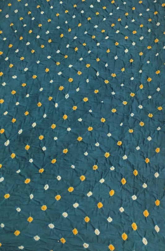 Blue Bandhani Cotton Silk Fabric (  1 Mtr ) - Luxurion World