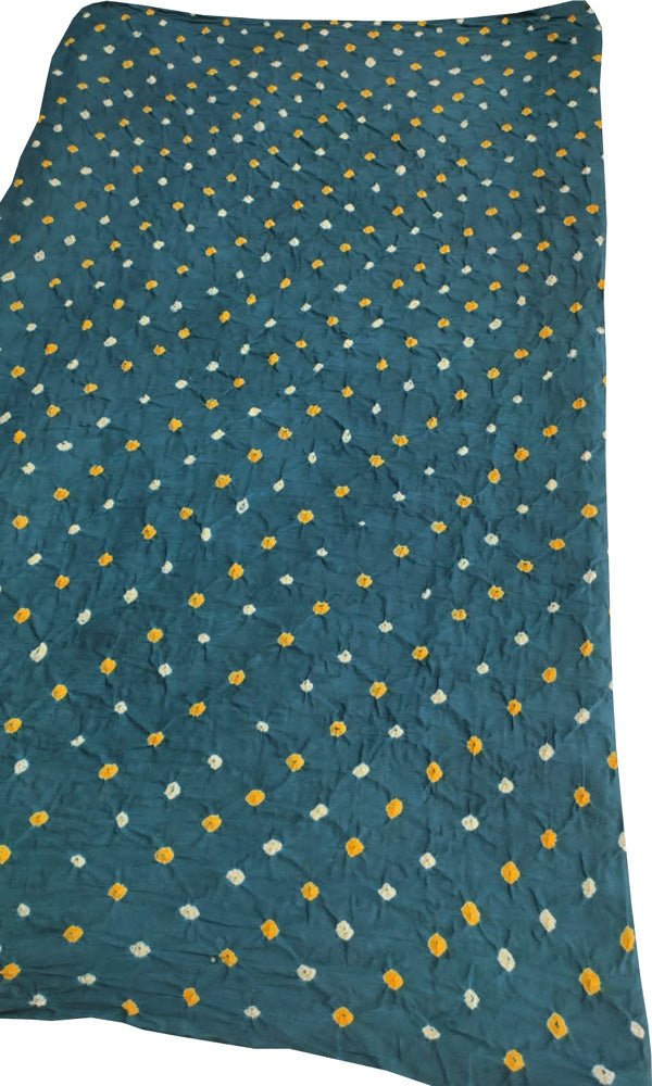 Blue Bandhani Cotton Silk Fabric (  1 Mtr ) - Luxurion World