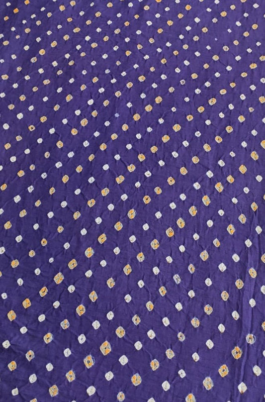 Blue Bandhani Cotton Silk Fabric (  1 Mtr ) - Luxurion World