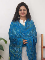 Blue Bandhani Gajji Silk Dupatta - Luxurion World