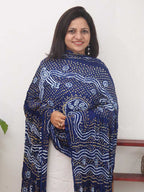 Blue Bandhani Gajji Silk Dupatta - Luxurion World