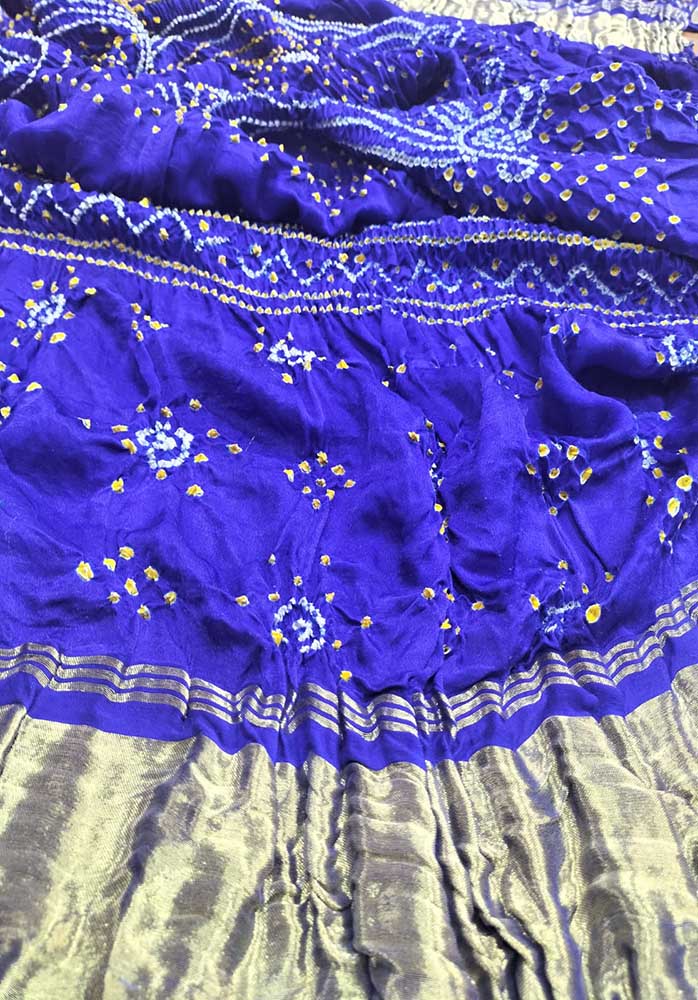 Blue Bandhani Gajji Silk Dupatta - Luxurion World