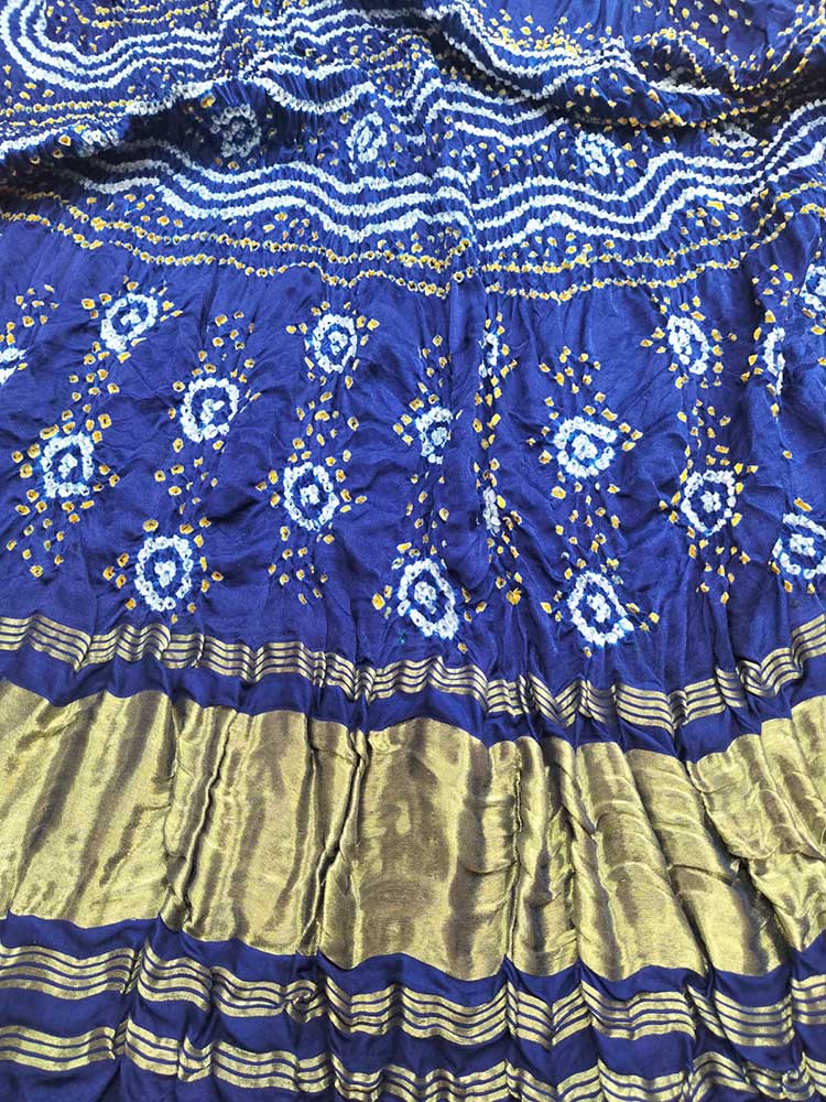 Blue Bandhani Gajji Silk Dupatta - Luxurion World