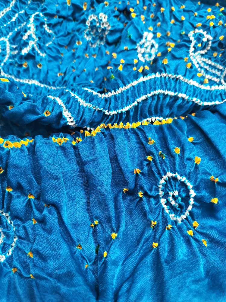 Blue Bandhani Gajji Silk Dupatta - Luxurion World