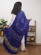 Blue Bandhani Gajji Silk Dupatta - Luxurion World
