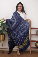 Blue Bandhani Gajji Silk Dupatta - Luxurion World