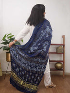Blue Bandhani Gajji Silk Dupatta - Luxurion World