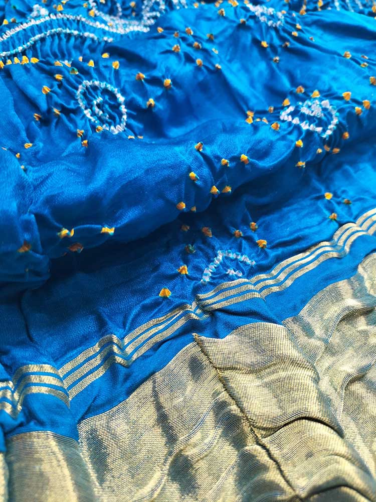 Blue Bandhani Gajji Silk Dupatta - Luxurion World