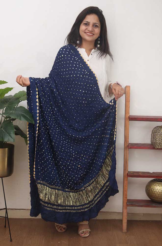 Blue Bandhani Modal Silk Dupatta - Luxurion World